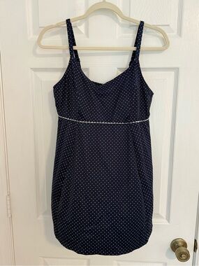 L.L. Bean Navy and White Polka Dot One-Piece Swimdress